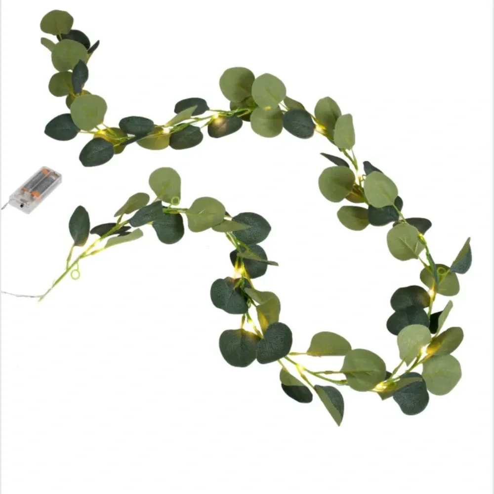 Ginger Ray Eucalyptus Green Foliage Lights Garland 2 meter long